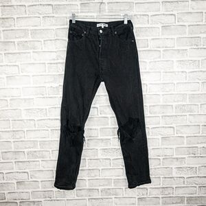 RE/DONE x Levi's High-Rise Denim Jeans Button Fly Black Ripped Size 26